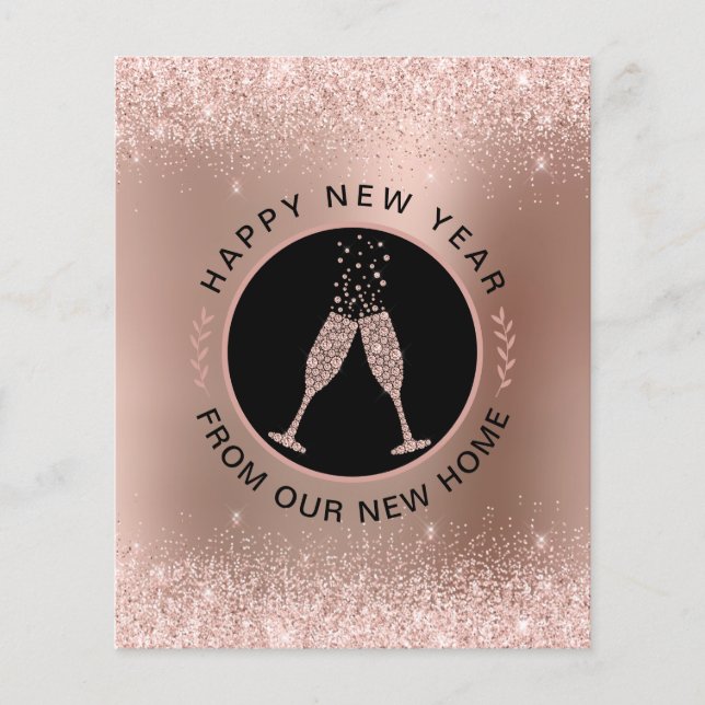 Rose Gold Neujahr Neue Zuhause Ankündigung (Vorderseite)