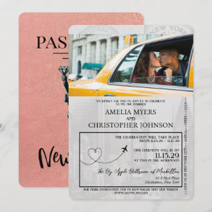 Rose Gold New York City Passport Hochzeit Einladung