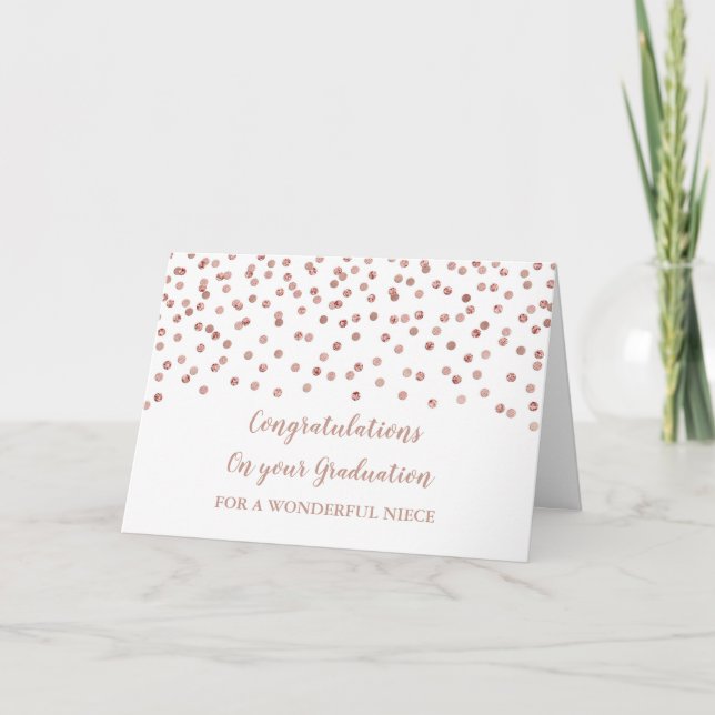 Rose Gold Niece Herzlichen Glückwunsch Abschluss Karte (Vorderseite)