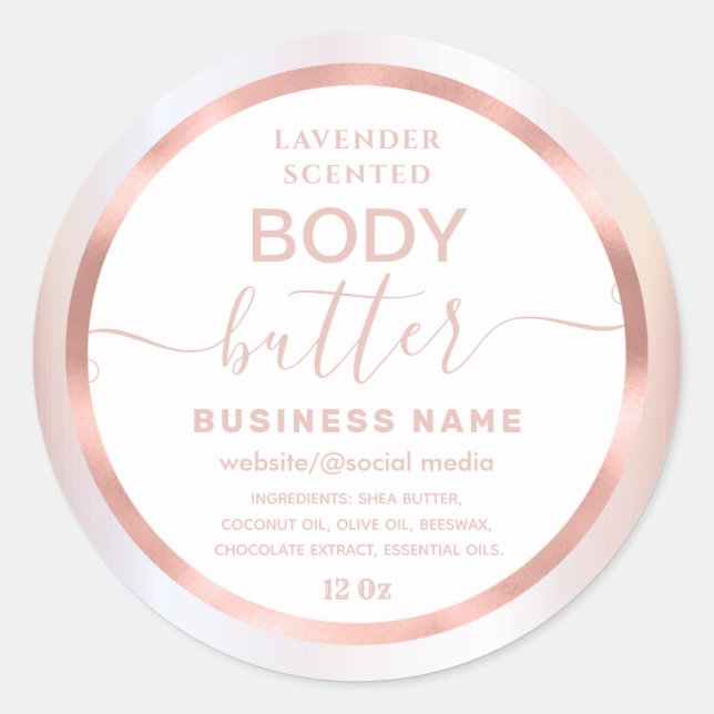 Rose Gold niedliche Schriftzeichen Butterlabel Runder Aufkleber (Vorderseite)