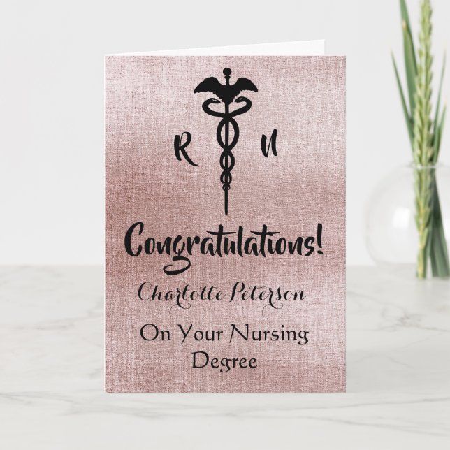 Rose Gold Nurse Graduation Carte de félicitations (Devant)