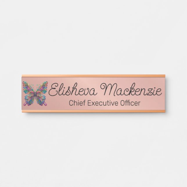 Rose Gold Office Porte Signes Nom Plaque (Devant)