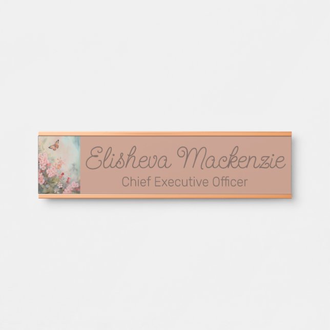 Rose Gold Office Porte Signes Nom Plaque (Devant)