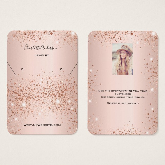 Rose Gold Ohrring Foto-Display-Karte (Vorne & Hinten)