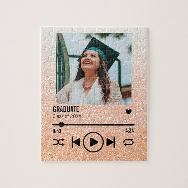 Rose Gold Ombre Abschluss Foto Song Playlist (Vertikal)