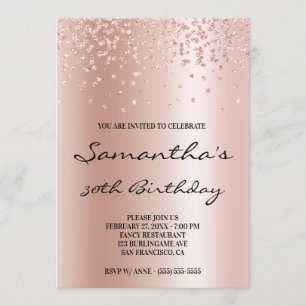 Rose Gold Ombre Foil Confetti Glitzer Einladung