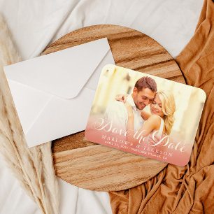 Rose Gold Ombre Foto Save-the-Date Magnet