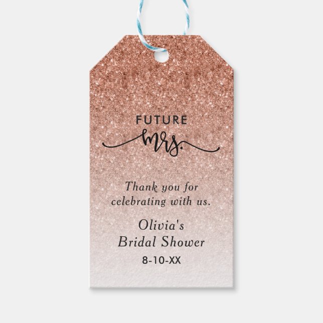 Rose Gold Ombre Glitzer Brautparty Geschenkanhänger (Vorderseite)