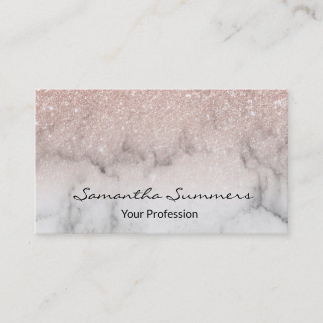 Rose Gold Ombre Glitzer Marble Anpassen Glitzer Visitenkarte (Vorderseite)