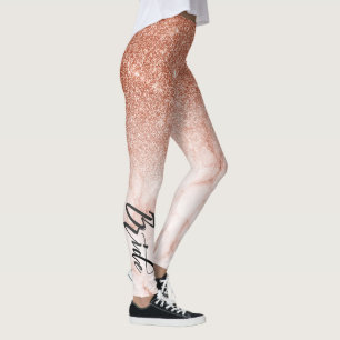 Rose Gold Ombre Glitzer Wedding Bride Marmor Leggings