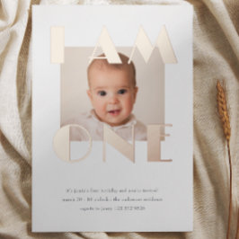 Rose Gold ONE Erstes GeburtstagsFoto Folieneinladung