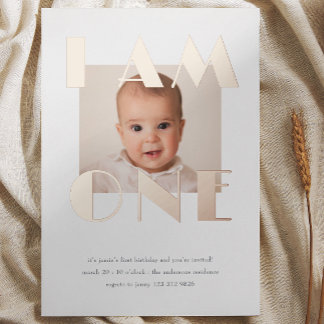 Rose Gold ONE Erstes GeburtstagsFoto Folieneinladung