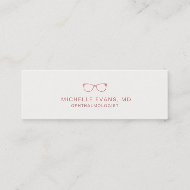 Rose Gold Ophthalmologe Eyeglasses Mini Visitenkarte (Vorderseite)