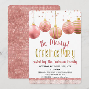 Rose Gold Ornament Weihnachtsfest Abendessen Party Einladung