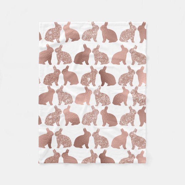 Rose Gold Oster Sonniger Glitzer Foil Metallisch Fleecedecke (Vorderseite)