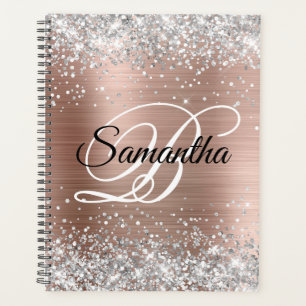 Rose Gold Pailleté Argenté Monogramme Fantaisie