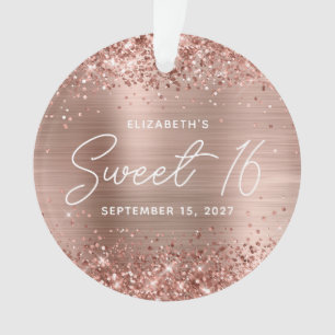 Rose Gold Pailleté Glam Moderne Photo Sweet 16