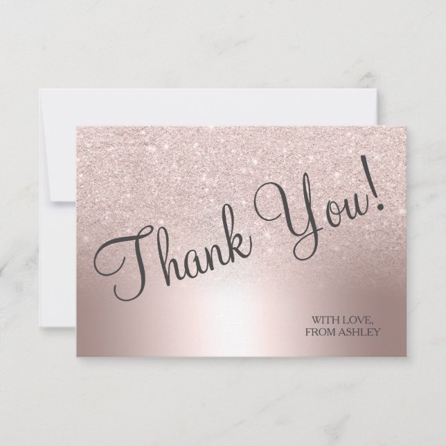 Rose gold paillettes ombre feuille de métal merci (Devant)