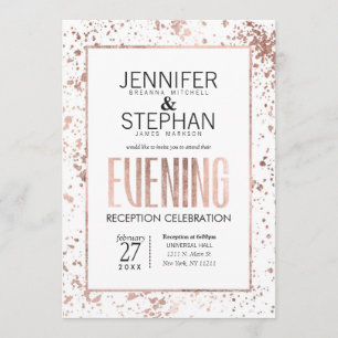 Rose Gold Paint Spritzer Abend Empfang Einladung