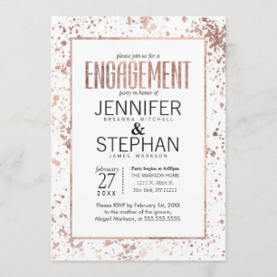Rose Gold Paint Spritzers Engagement Party lädt ei Einladung