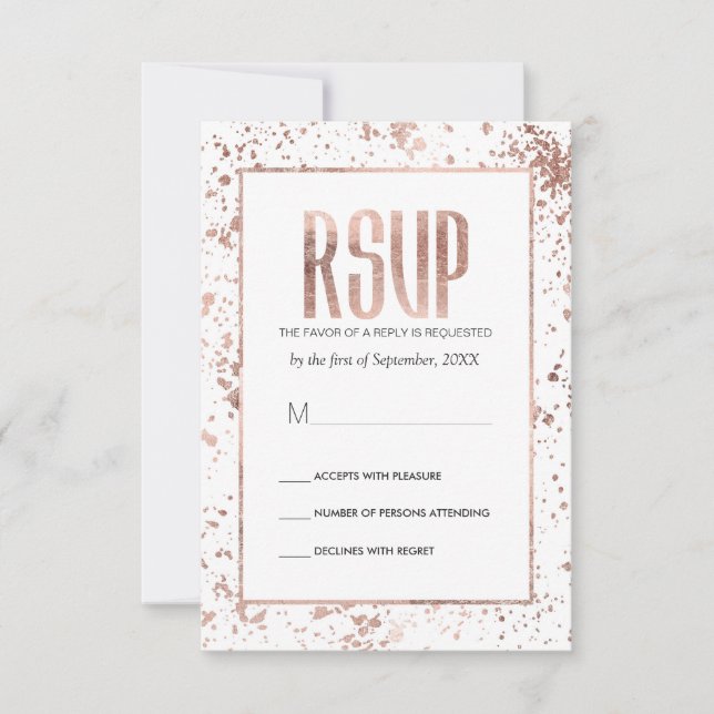 Rose Gold Paint Spritzers RSVP Cards (Vorderseite)