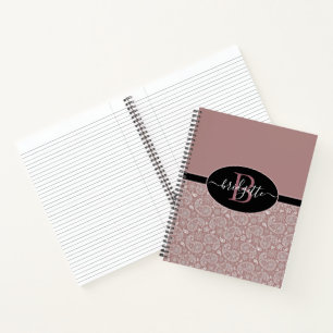Rose Gold Paisley und Black Spiral Notebook Notizbuch