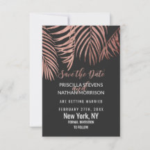 Rose Gold Palm Tree Fronds Black Modern