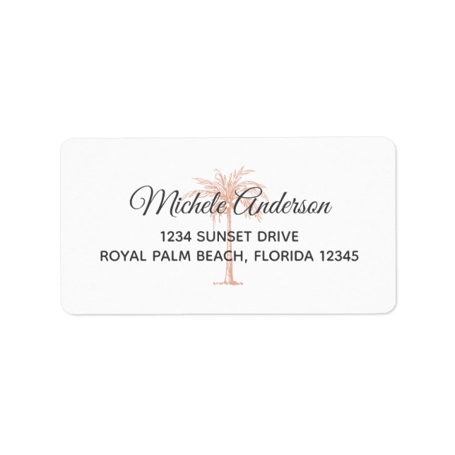 Rose Gold Palm Tree Hochzeit RSVP Rücksendeadresse Adressaufkleber (Vorne)