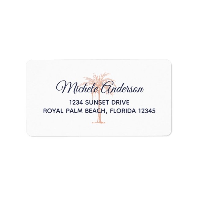 Rose Gold Palm Wedding RSVP Rücksendeadresse Adressaufkleber (Vorne)