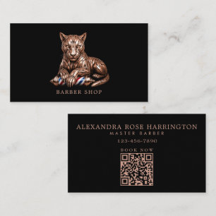 Rose Gold Panther Professionelles Barbier Shop Log Visitenkarte