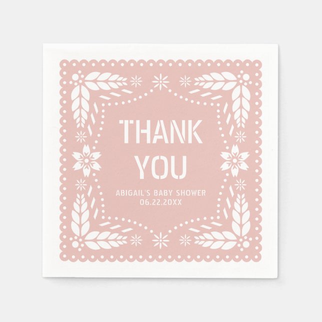 Rose gold papel picado Danke Baby Girl Dusche Serviette (Vorderseite)