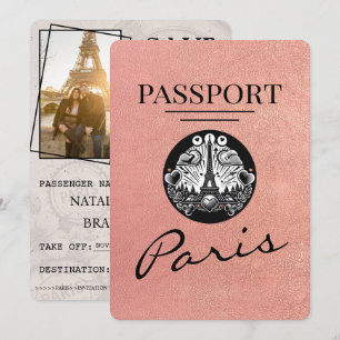 Rose Gold Paris Hochzeitseinladung Save The Date