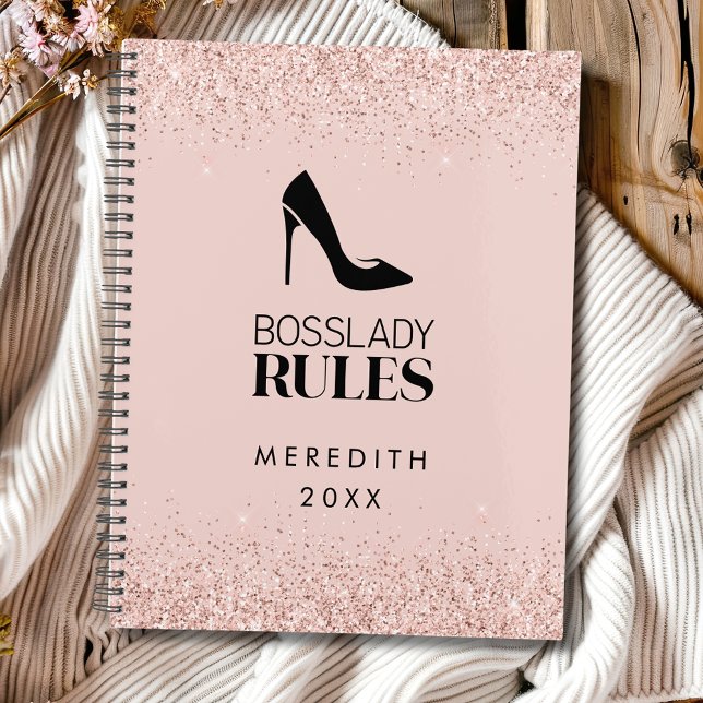 Rose Gold Parties scintillant Boss Lady Logo Blush (Rose Gold Glitter Boss Lady Rules Stiletto Logo Blush Pink Annual Planner)