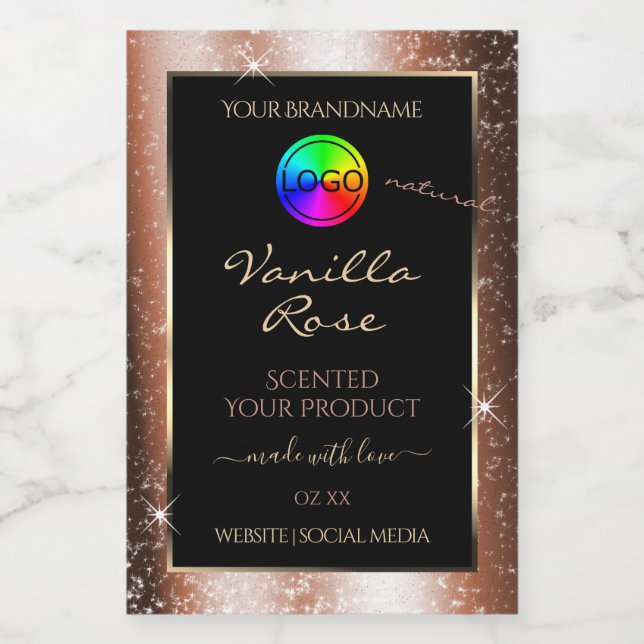 Rose Gold Parties scintillant Cadre Étiquette prod (Étiquettes simples)