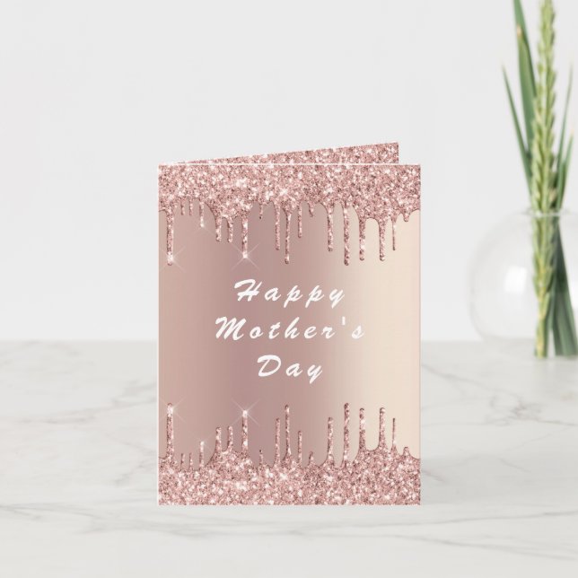 Rose Gold Parties scintillant Carte de fête des mè (Devant)