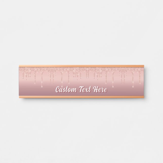 Rose Gold Parties scintillant Desk Nom Plaque pers (Devant)
