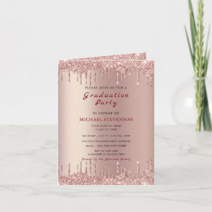 Rose Gold Parties scintillant Graduation Invitatio