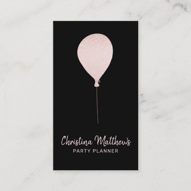 Rose Gold Party Ballon Visitenkarte (Vorderseite)