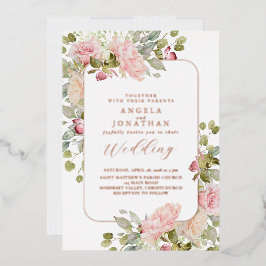 Rose Gold Pastel Florals Wedding Folieneinladung