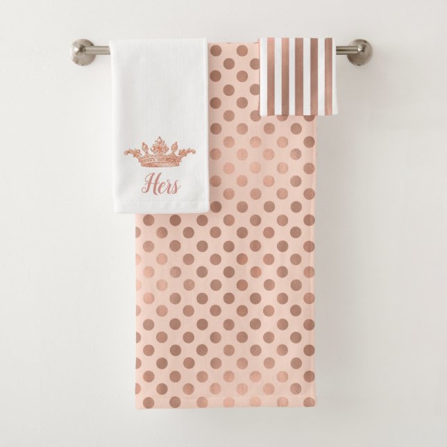 Rose Gold Patterns und Crown Bath Handtuch Set (Insitu)