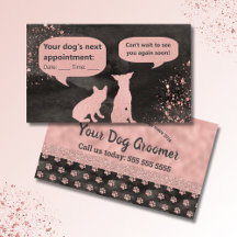 Rose Gold Paw druckt Hunde Groomer Terminkarte