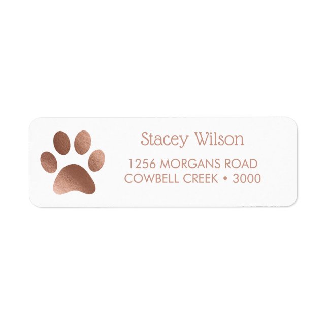 Rose-Gold-Paw-Print-Logo auf Weiß (Vorne)