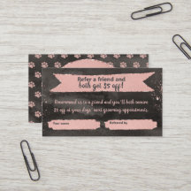 Rose Gold Paw Print Referenzikarte für Hunde Groom