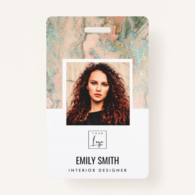 ROSE GOLD PEACH GREEN EMPLOYEE FOTO BAR CODE NAME AUSWEIS (Vorderseite)