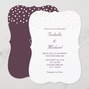 Rose Gold Pearls auf Cassis & White Wedding Einladung