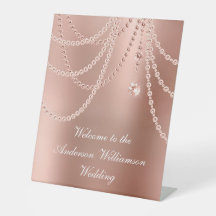 Rose Gold Pearls Diamanten Hochzeit Willkommen