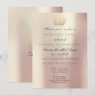 Rose Gold Pearly Crown Royal Glitzer 16. Bridal Einladung