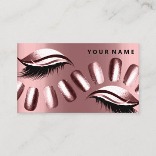 Rose Gold Pearly Nails Lashes Visitenkarte