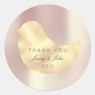 Rose Gold Pearly Silk Foxier Bird Vielen Dank Runder Aufkleber