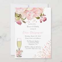 Rose Gold Peony Blume Glitzer Brunch & Bubbly